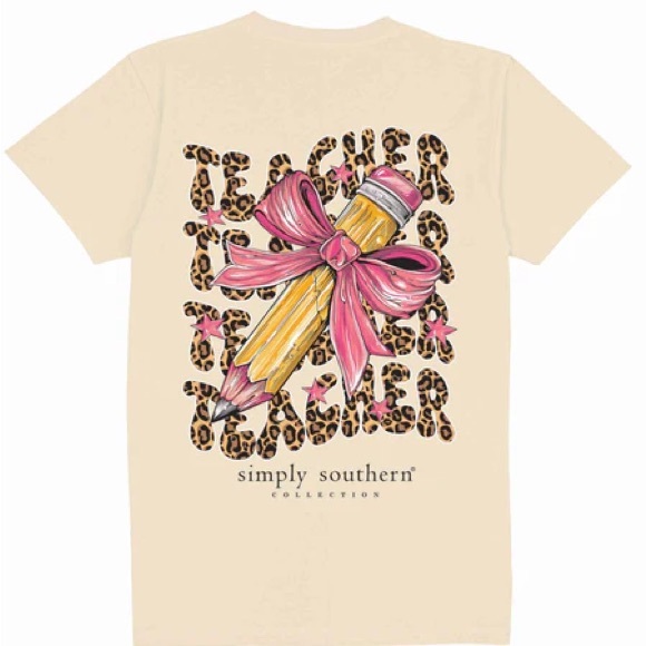 Simply Southern Tops - Simply Southern Teacher Tee Pencil Pink Bow Women’s  NEW Gift T-shirt 2XL Flawed